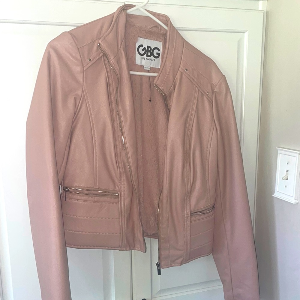 GBG Los Angeles Pink Leather Moto Jacket